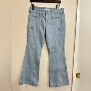 Pacsun Light Blue Low Rise Cargo Flare Pants Y2K Retro Utility Core Size 26